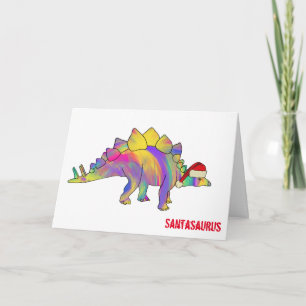 Funny Rainbow Stegosaurus Weihnachtsdinosaurier Karte