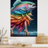 Funny Rainbow Trout Fish Fashion Poster (Küche)