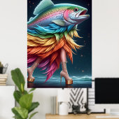 Funny Rainbow Trout Fish Fashion Poster (Heimbüro)