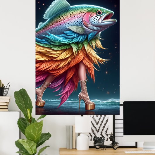 Funny Rainbow Trout Fish Fashion Poster (Heimbüro)