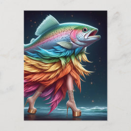 Funny Rainbow Trout Fish Fashion Postkarte