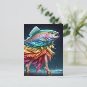 Funny Rainbow Trout Fish Fashion Postkarte (Stehend Vorderseite)