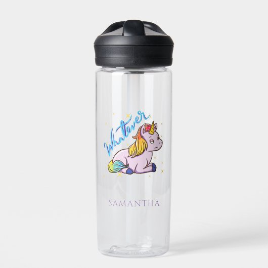 Funny Rainbow Unicorn Personalisiert Trinkflasche (Vorderseite)