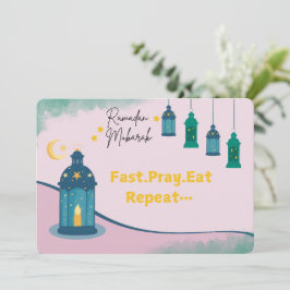 Funny Ramadan "Fast Pray Eat Repeat" Feiertagskarte