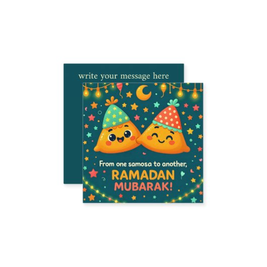 Funny Ramadan Mubarak Mitteilungskarte (Vorderseite/Rückseite Beispiel)