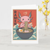 Funny Ramen Axolotl Noodle Lover Cute Creature Karte (Gelbe Blume)