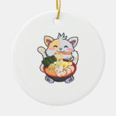 Funny Ramen Cat Anime Kawaii Japanische Noodles Li Keramik Ornament (Vorne)