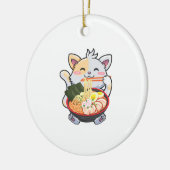 Funny Ramen Cat Anime Kawaii Japanische Noodles Li Keramik Ornament (Links)