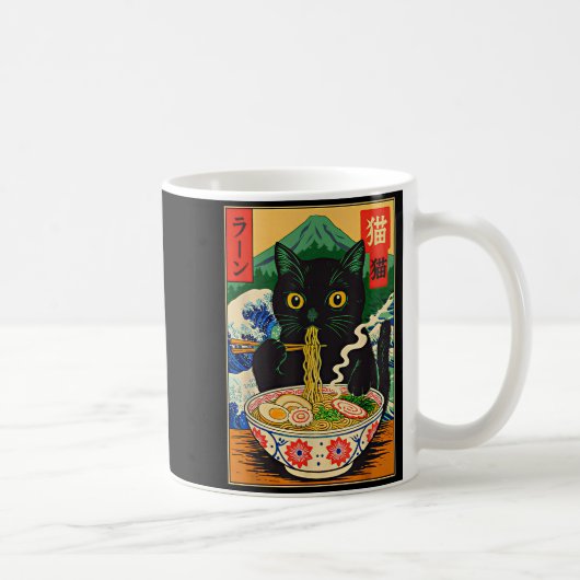Funny Ramen Cat Japanese Noodle Kitten Kaffeetasse (Rechts)