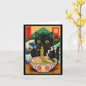 Funny Ramen Cat Japanese Noodle Kitten  Karte (Gelbe Blume)