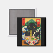 Funny Ramen Cat Japanese Noodle Kitten  Magnet (Vorderseite/Rückseite)