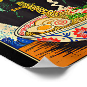 Funny Ramen Cat Japanese Noodle Kitten Poster (Ecke)