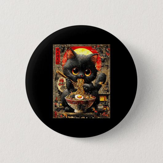 Funny Ramen Cat Noodle Lovers Anime Otaku  Button (Vorderseite)