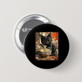 Funny Ramen Cat Noodle Lovers Anime Otaku  Button (Vorne & Hinten)