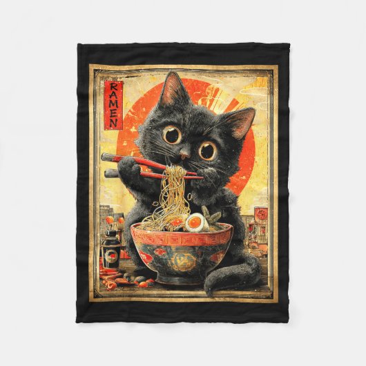 Funny Ramen Cat Noodle Lovers Anime Otaku  Fleecedecke (Vorderseite)