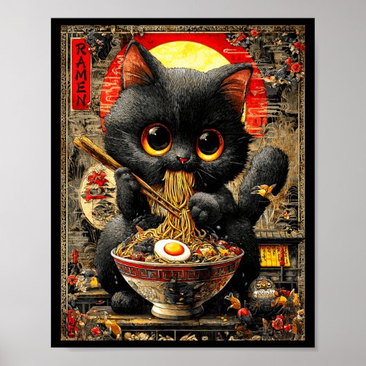 Funny Ramen Cat Noodle Lovers Anime Otaku  Poster (Vorne)