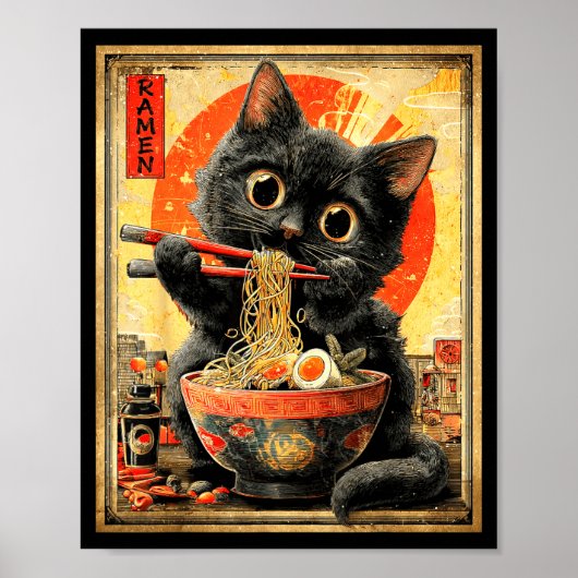 Funny Ramen Cat Noodle Lovers Anime Otaku  Poster (Vorne)