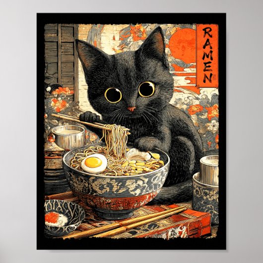 Funny Ramen Cat Noodle Lovers Anime Otaku  Poster (Vorne)