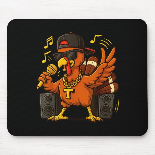 Funny Rapper Turkey_hip Hop Thanksgiving Day Drip Mousepad (Vorne)
