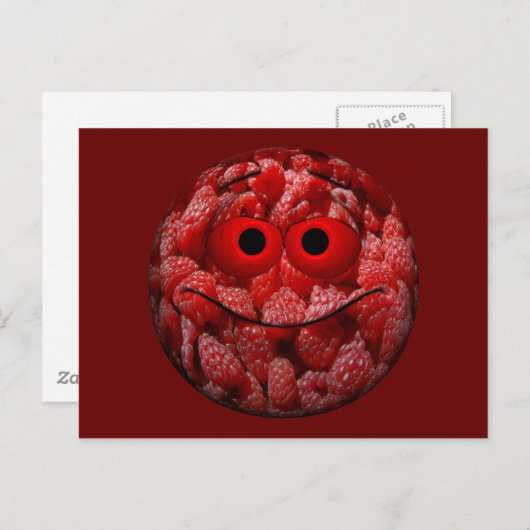 Funny Raspberry Emoticon Postkarte (Vorne/Hinten)