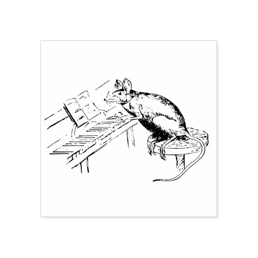 Funny Rat auf Hocker Klavierspielen Gummistempel (Prägung)
