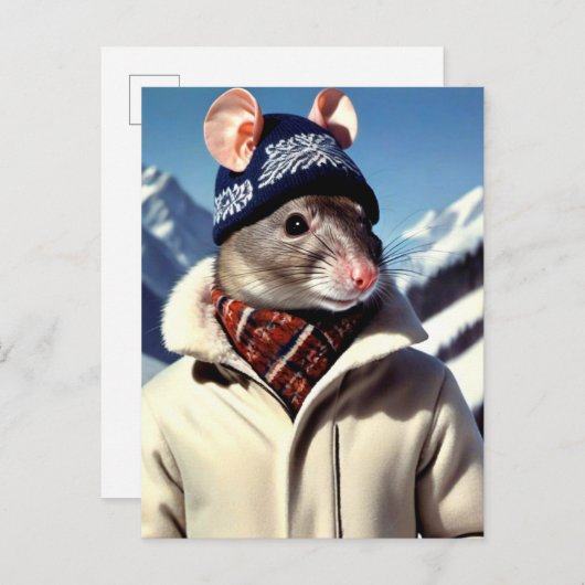 Funny Rat Modeling Ski Wear Postkarte (Vorne/Hinten)