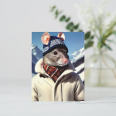 Funny Rat Modeling Ski Wear Postkarte (Stehend Vorderseite)