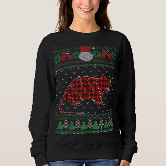 Funny Rat Ugly Sweater Weihnachtstiere Lichter Xm Sweatshirt (Vorderseite)
