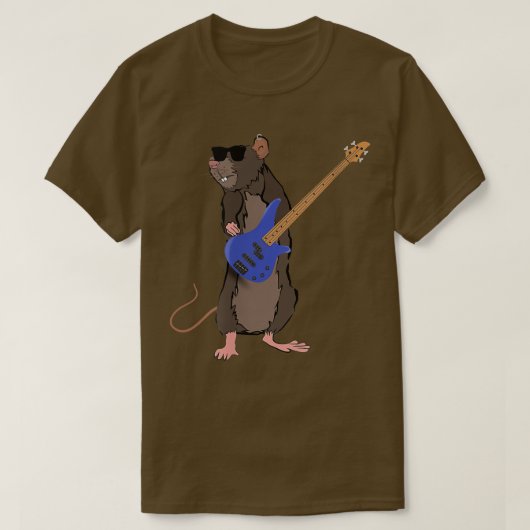 Funny Rat Wearing Sunglasses Playing Bass Guitar 8 T-Shirt (Design vorne)