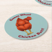 Funny Rate mal, was Hühnchen Hintern Red Hen Runder Pappuntersetzer (Angewinkelt)