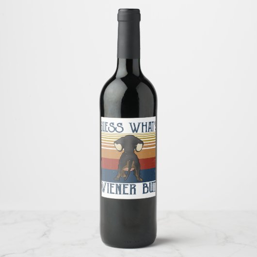 Funny Ratess Was Dackel Hintern Geschenk Dackel Li Weinetikett (Vorderseite)