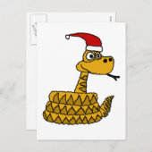 Funny Rattlesnacht in Weihnachtsmannmütze Weihnach Feiertagspostkarte (Vorne/Hinten)