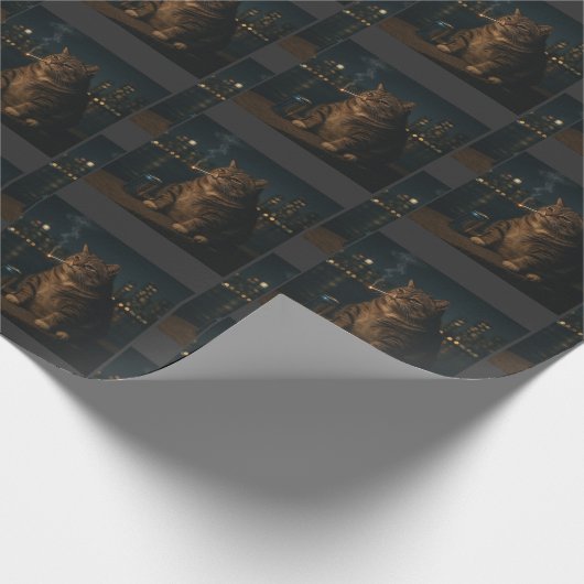 Funny Rauchkatze Meme Stupid Brainrot Geschenkpapier (Ecke)