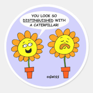 Funny Raupe Mustache Cartoon Runder Aufkleber