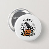 Funny Raven, F-Caw-F, Skull Raven, Gothic Crow Button (Vorne & Hinten)