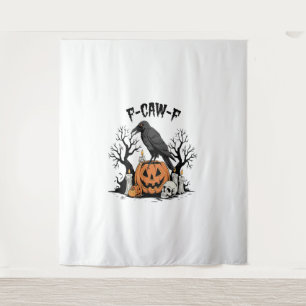 Funny Raven, F-Caw-F, Skull Raven, Gothic Crow Wandteppich