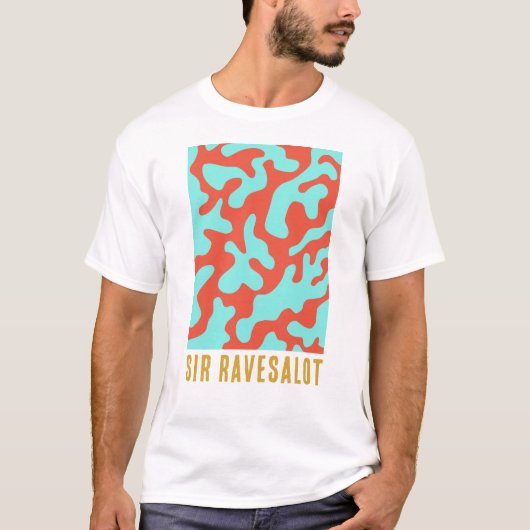 Funny Raver farbenfrohe Korallengrafik T-Shirt (Vorderseite)