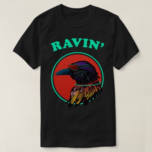Funny Raving Raven Wingspan Vogelbeobachtung T-Shirt (Design vorne)