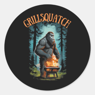 Funny Rbecue Griller Shirt - Bigfoot Grilling Sasq Runder Aufkleber