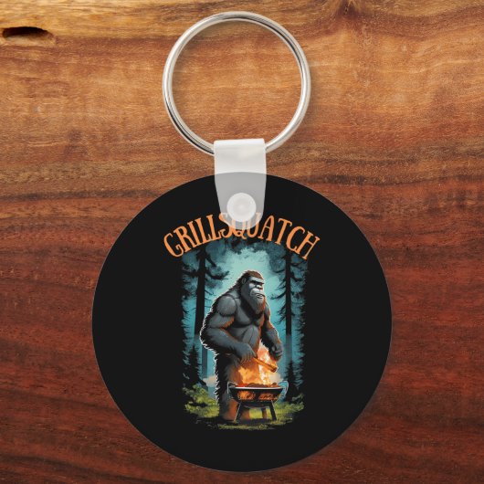 Funny Rbecue Griller Shirt - Bigfoot Grilling Sasq Schlüsselanhänger (Vorderseite)