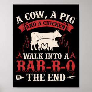 Funny Rbecue Kuh Pig Hühnchen Grafisches Fleisch R Poster
