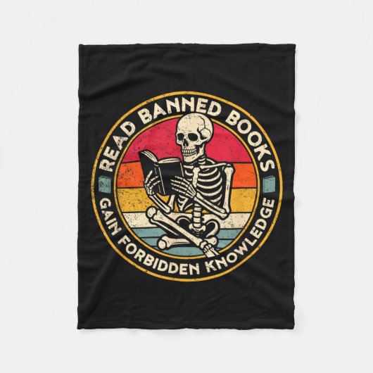 Funny Read Banned Books Retro Book Lover Reading S Fleecedecke (Vorderseite)