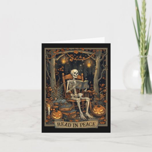 Funny Read in Peace Skeleton Halloween Read Bynned Karte (Vorderseite)