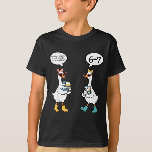 Funny Reading 67 Six Seven Meme Goose Teacher Book T-Shirt (Vorderseite)