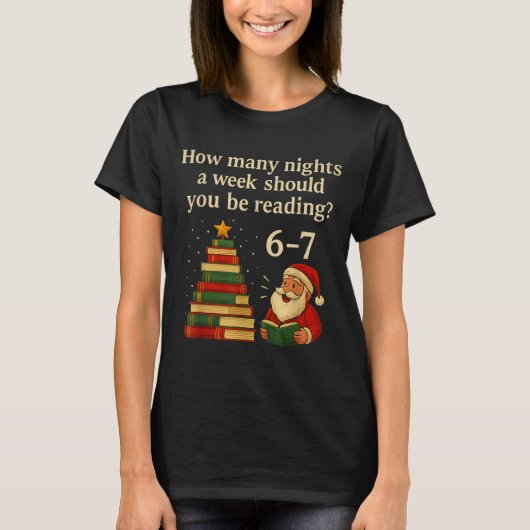 Funny Reading Christmas Tree Book– Reading 6 7 Mem T-Shirt (Vorderseite)