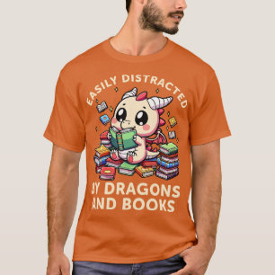 Funny Reading Dragon Book Lover Bookworm Women Gir T-Shirt