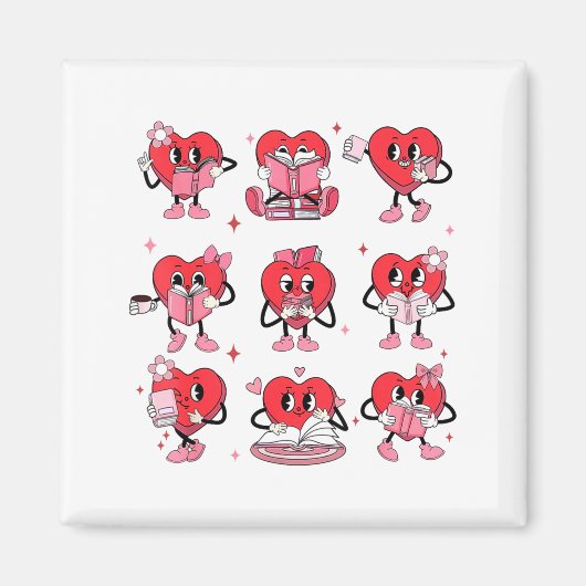 Funny Reading Heart Book Valentines Day Teacher Wo Magnet (Vorne)