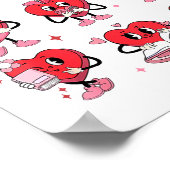 Funny Reading Heart Book Valentines Day Teacher Wo Poster (Ecke)