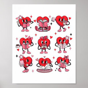Funny Reading Heart Book Valentinstag Teacher Wo Poster