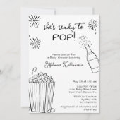 Funny Ready To Pop Popcorn Champagne Baby Shower Einladung (Vorderseite)